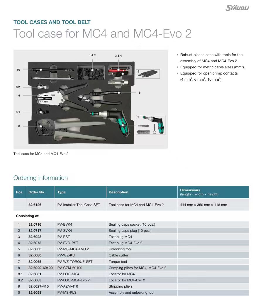 MC4取付工具キット（STAUBLI純正）